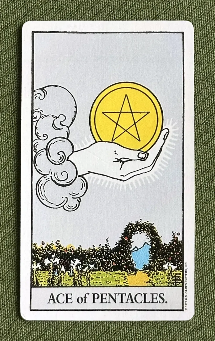 The Oak Key — Ace of Pentacles from the Rider–Waite deck