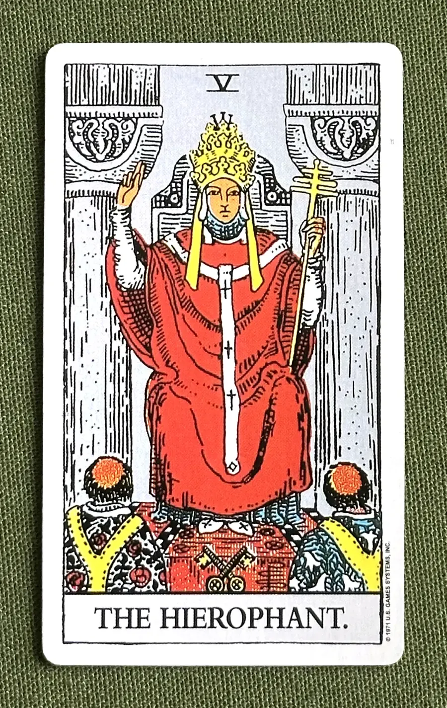 The Cathedral — The Hierophant from the Rider–Waite deck