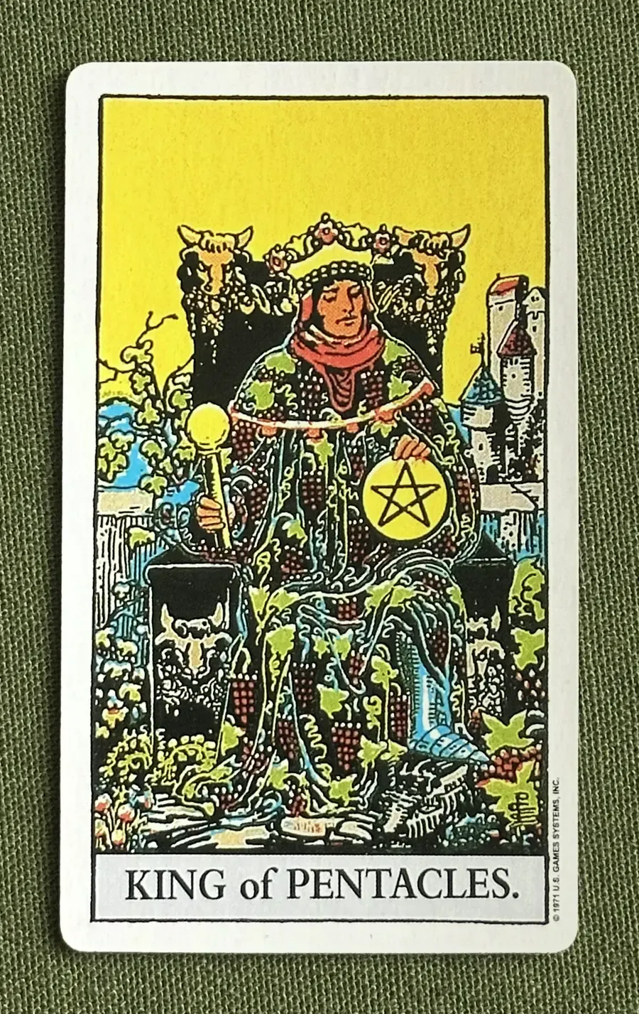 King of Oaks — King of Pentacles from the Rider–Waite deck