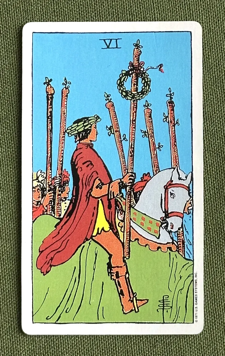 Six of Arrows — Six of Wands from the Rider–Waite deck
