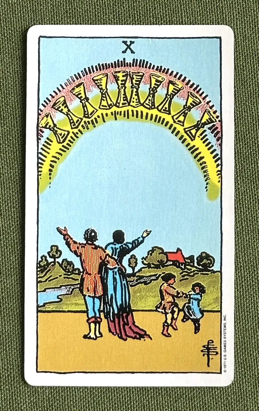 Ten of Roses — Ten of Cups from the Rider–Waite deck