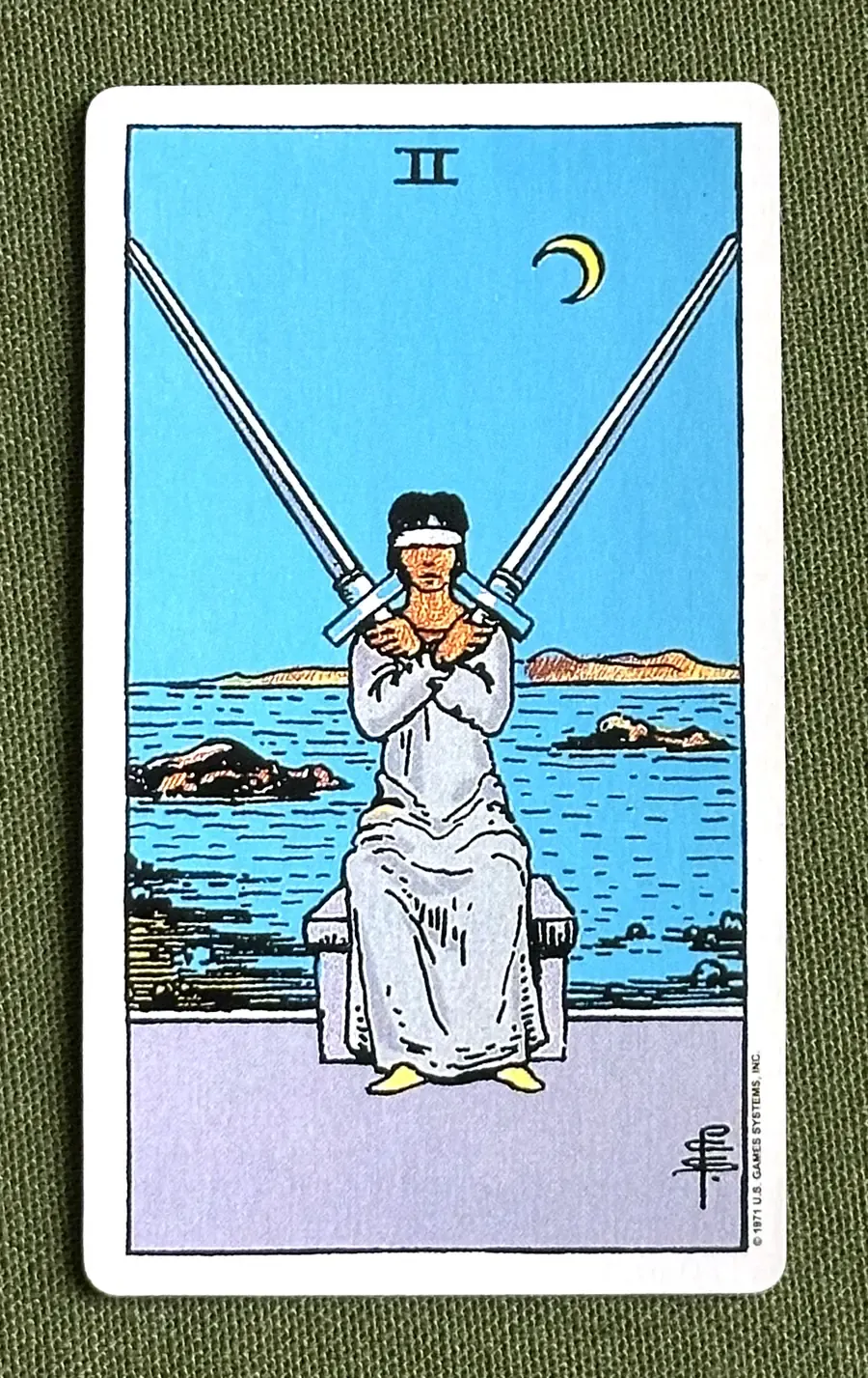 Two of Quills — Two of Swords from the Rider–Waite deck