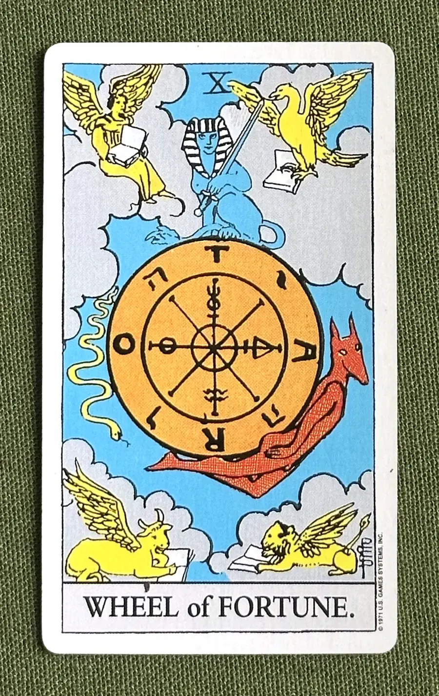 The Triskelion — Wheel of Fortune from the Rider–Waite deck